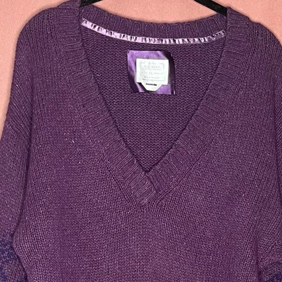 Old Navy Fair Isle Wide Sleeve V neck Sweater kangaroo pocket Vintage XL - Picture 2 of 7